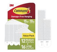 Command Medium and Large Picture Hanging Strips, Damage Free Hanging Picture Hangers, No Tools Wall Hanging Strips for Living Spaces, 12 Medium Pairs and 16 Large Pairs (56 Strips)