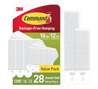 Command Medium and Large Picture Hanging Strips, Damage Free Hanging Picture Hangers, No Tools Wall Hanging Strips for Living Spaces, 12 Medium Pairs and 16 Large Pairs (56 Strips)
