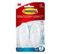 3M Bath Hook Frosted Effect Medium Clear - Holds 1.3 kg - Pack of 2