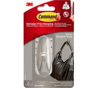 Command Medium Brushed Nickel Designer Hook, Indoor use - 1 Metal Medium Hook a