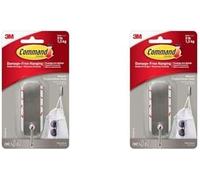 Command Medium Brushed Nickel Hook, 17034, 1 Hook, 2 Strips (Pack of 2)