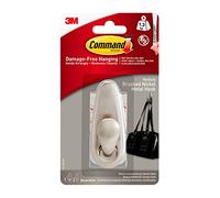 Command Medium Forever Classic Brushed Nickel Metal Hook, Indoor use - 1 Metal Medium Hook and 2 Adhesive Strips - Organise Damage Free