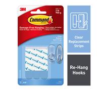 Command Medium Clear Refill Strips 12 strips Re-Hang Indoor Clear Hooks (17021CLR-12ES)