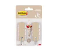 Command Medium Hooks 17034LT-2EF, Latte, 2 Hooks + 4 Strips