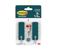 Command Medium Hooks 17034TT-2EF, Twilight Teal, 2 Hooks + 4 Strips