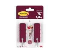 Command Medium Hooks, Dark Red, 2 Hooks, 4 Adhesive Strips