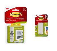 Command Medium Picture Mounting Strips, Pack of 12 x 2 Adhesive Strips, White & Large Picture Hanging Strips, Adhesive Strips, White - Damage Free Hanging - for Pictures, Frames and Mirrors, 8 Count