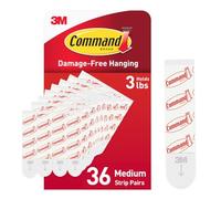 Command Medium Refill Adhesive Strips, Damage Free Hanging Wall Adhesive Strips for Medium Indoor Wall Hooks, No Tools Removable Adhesive Strips for Christmas Hooks, 36 White Strips