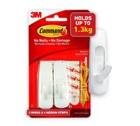 Command Medium Utility Hooks Damage Free Hanging Wall Hooks with Adhesive Strips No Tools Wall Hooks for Hanging Organizational Items in Living Spa