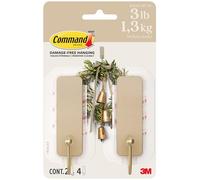 Command Medium Wall Hooks, Latte Brown, 2 Hooks, 4 Strips, Damage-Free Hanging with Adhesive, No Tools Great for Hanging Home Decor, Holds up to 1.3kg