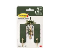 Command Medium Wall Hooks, Rosemary Green, 2 Hooks, 4 Strips, Damage-Free Hanging with Adhesive, No Tools Great for Hanging Home Decor, Holds up to 1.3kg