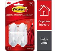 Command? Medium Designer Hook Strip 1 kg Holding Capacity White Pack of 2