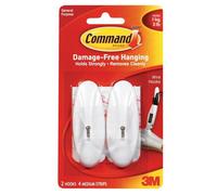 Command Medium Wire Hooks (Pack Of 2) White (One Size)