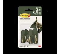 Command Medium Wire Hooks, Rosemary Green, 6 Hooks, 8 Strips Damage-Free Hanging with Adhesive, No Tools Great for Hanging Home Decor, Holds up to 900g