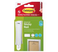 Command Metal Sawtooth Sticky Nail, 1 Hanger and 2 Adhesive Strips, Damage-Free Hanging for Frames, Mirrors, Clocks and Wall Décor, Holds 2 kg