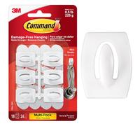 Command Mini Hooks, 18 Hooks, White and 24 Small Adhesive Strips