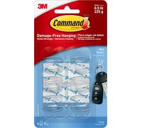 Command Mini Hooks, 6 Hooks, Transparent and 8 Small Adhesive Strips