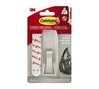 Command Modern Reflection Metal Hook, Brushed Nickel - 1 Metal Hook and 2 Adhesive Strips - for Hanging Bags and Clothes - Hook for Wall or Door - No Drilling Required Holds up to 2.2 kg