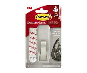 Command MR03-BN Large Brushed Nickel Metal Hook with Modern Reflections