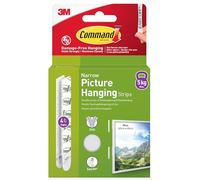 Command Picture Hanging Strips Narrow - Adhesive, Damage-Free - 4 Sets (White)