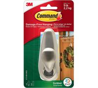 Command Outdoor Brushed Nickel Large Metal Hook FC13-BN-AW 3M CLAW White One Size
