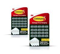 Command Outdoor Light Clips, 40 Clear and 48 Strips, Damage Free Hanging with Weather Resistant Strips, Wall Clips for Hanging Outdoor Lights and Cable Management