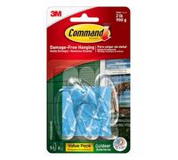 Command Outdoor Medium Clear Wall Hooks, 5 Hooks and 6 Strips, Damage-Free Hanging Wall Hooks for Hanging Outdoor Wall Decor with Weather Resistant Strips, Holds up to 2 lb