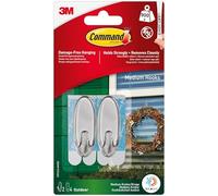 3M Command Medium Outdoor Window Hook 2 Clear Hooks and 2 Strips, Acrylic, Multicoloured, 4-Piece
