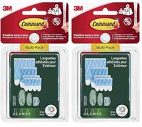 Command Outdoor Refill Strips Assorted Multi-Pack with 4 Large (L), 4 Medium (M) and 8 Small (S) Adhesive Strips - for Hanging Decorations and Fairy Lights Outdoors - Damage Free Hanging (Pack of 2)