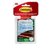Command Outdoor Rope Light Clips, Damage Free Hanging Outdoor Clips with Adhesive Strips, Wall Clips for Hanging Outdoor Lights and Cables, 12 Clear Clips and 16 Strips