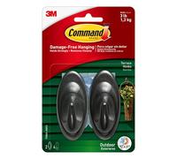 Command Outdoor Terrace Hook, Medium, Slate, 2-Hooks (17086S-AWES), Slate Gray (17086S-AW-E)