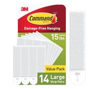 Command PH206-14NA Picture hanger strip pack, Holds 16 lbs White Large, 14 Pairs
