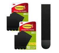 Command PH217BLK-10NA 20lb Extra Large Thick Photo Hanging Strips, Non-Scratch Hanging Picture Hanger, Heavy Duty Wall Hanging Strips for Living Space, 20 Pairs Black Adhesive Strips