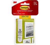 Command Picture & Frame Hanging Strips Value Pack, Large, White , 12 Pairs