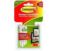3M Command Picture Hanging Strips 12/Pack - 8 Medium & 4 Small White Sets