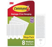 Command Picture Hanging Strips, Medium, 8 Pairs (16 Adhesive Strips) | Value Pack, Damage Free Hangers, White, for Pictures Frames, Mirrors & Wall Décor, No Tools Required, Holds up to 5 kg