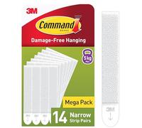 Command Picture Hanging Strips, Narrow, Value Pack - 14 Pairs (28 Strips) - Adhesive Strips - Ideal for Pictures with Thin Frames - Damage Free Hanging, White