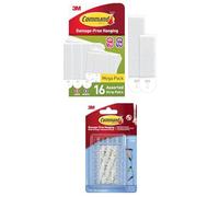 Command Picture Hanging Strips Value Pack, 8 Pairs Medium (16 Strips), 8 Pairs Large (16 Strips) with Decorating Clips, 20 Mini Hooks and 24 Small Strips, Transparent