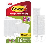 Command Picture Hanging Strips, Value Pack - 8 Pairs of Medium (16 Strips), 8 Pairs of Large (16 Strips) - For Pictures, Frames, Mirrors, Wall décor - Damage Free Hanging