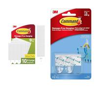 Command Picture Hanging Strips, White, X-Large, 10 Strip Pairs - For Pictures, Frames, Mirrors & Small Hooks with Clear Strips, Pack of 2 Hooks + 4 Adhesive Strips, Transparent