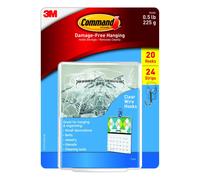 Command Plastic Small Clear Wire Hooks with Clear Strips (20 Hooks 24 Strips) 3M