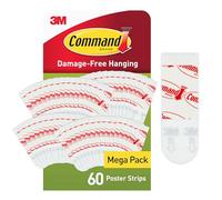Command Poster Adhesive Strips, Value Pack, 60 Adhesive Strips, White - Ideal for Hanging Posters, Schedules, Calendars or Pictures without Frames - Damage Free Hanging