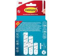Command Removable Bath Adhesive Strips, Pack of 8 Small, 4 Medium, 4 Large Strips, Water Resistant - Damage Free Hanging - No Tools Required