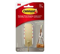Command Satin Brass Medium Decorative Wall Hook - Damage-Free Hanging Up to 3 lb with Adhesive Strips (17034BR-ES)