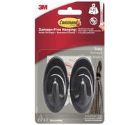 Command Slate Terrace Hooks, Pack of 2 Hooks 4 Medium Adhesive Strips - Damage Free Hanging - Holds up to 1.3kg
