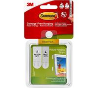 3M Command Picture Hanging Strips 12/Pack - 8 Medium & 4 Small White Sets