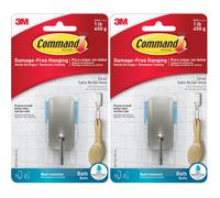 Command Small Bathroom Hook, Satin Nickel, Damage-