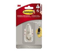 Command Small Brushed Nickel Metal Hook - 1 Hook, 2 Tabs for Interior - Damage Free Hanging
