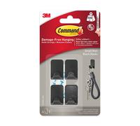 Command Small Metallic Hook, Black, 4 Hooks, 5 Adhesive Strips - Indoor use - Damage Free Hanging