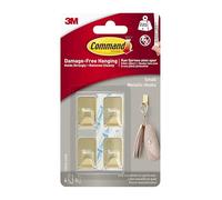 Command Small Metallic Hook, Gold Colour - 4 Hooks, 5 Adhesive Strips - Indoor use - Damage Free Hanging